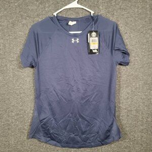 NWT Under Armour Women's Size M Heat Gear Blue Short Sleeve Run Shirt